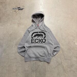 Ecko Unltd Grey Hoodie Mens Small Y2k Style Skater Pullover Sweatshirt